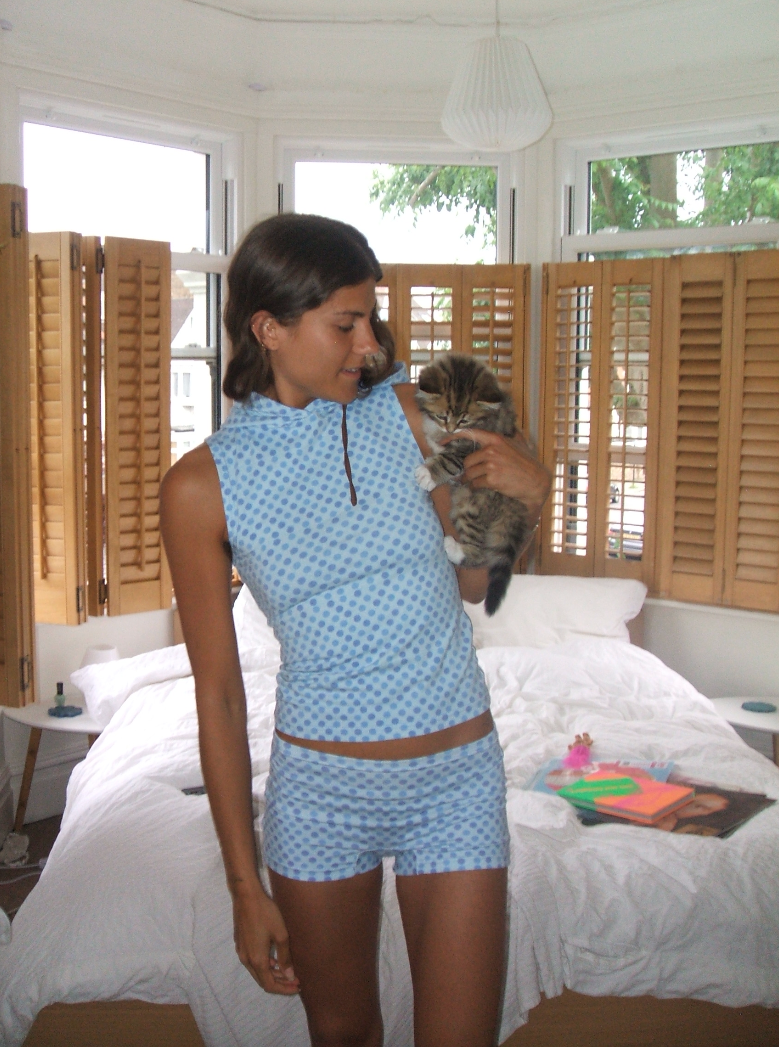 polka dot hooded tank in sea