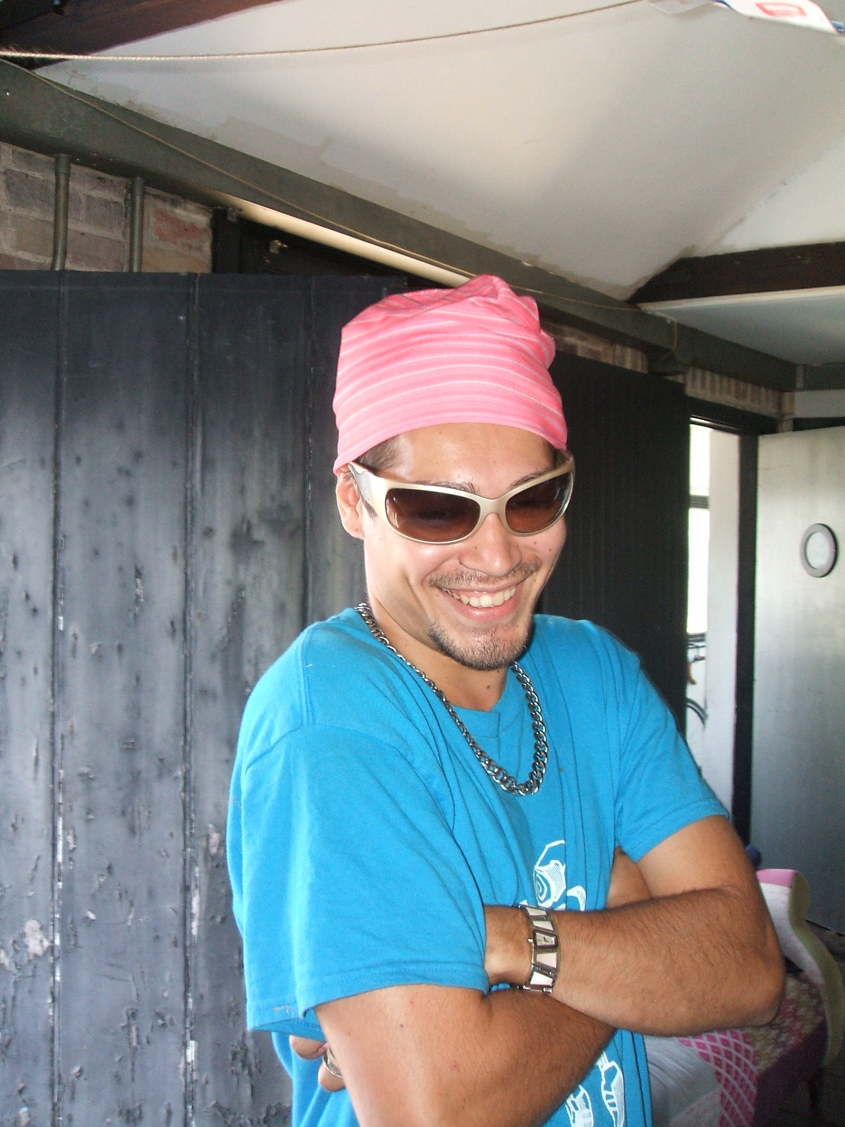 thin beanie - pink stripe