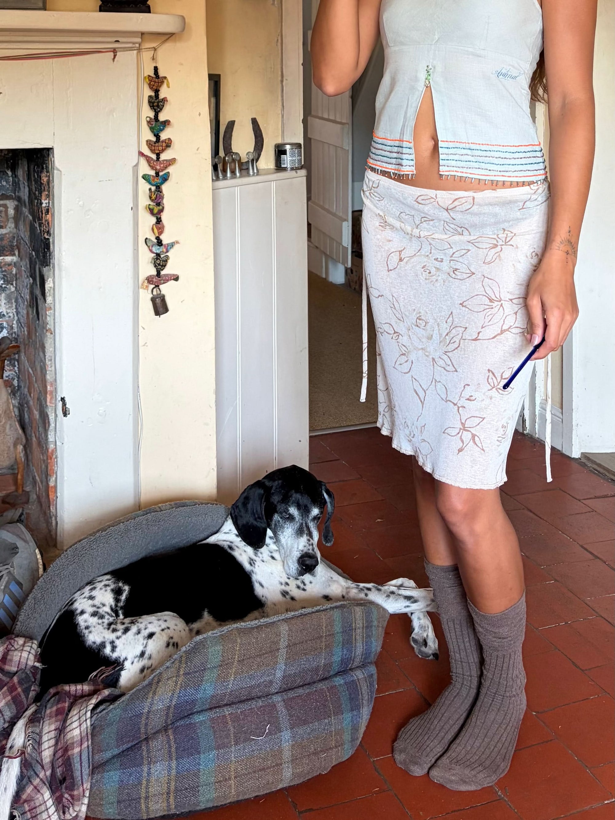 sheer floral midi skirt