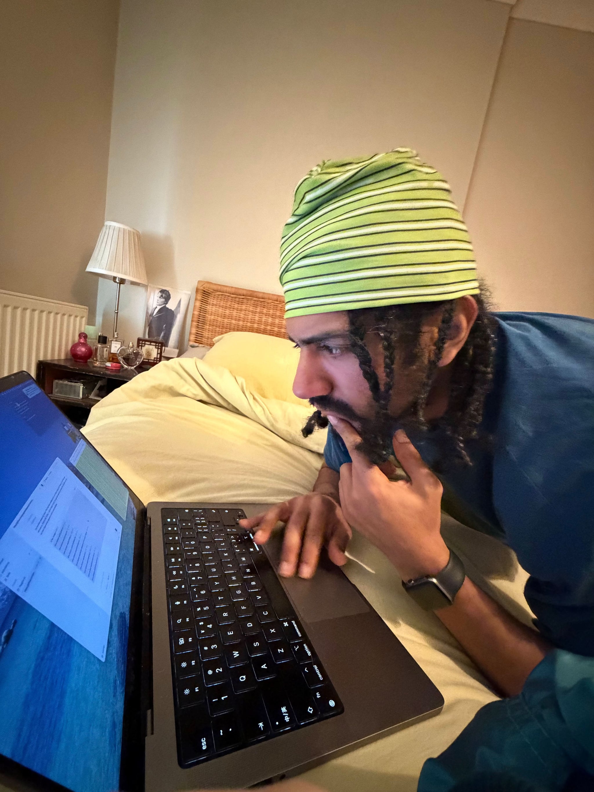 thin beanie - green stripe