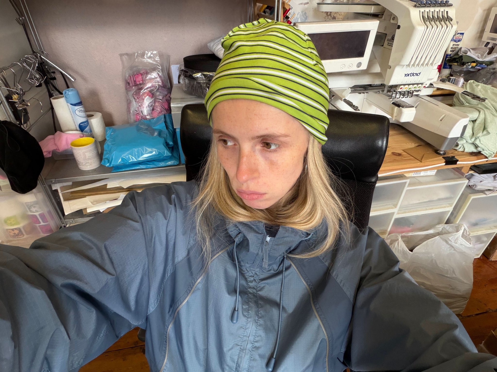 thin beanie - green stripe